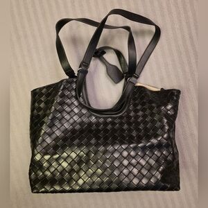 Elegant Black Woven Tote Bag